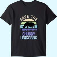 Vintage Sunset Save The Chubby Unicorns Fat Rhino T-Shirt — Mens T Shirts