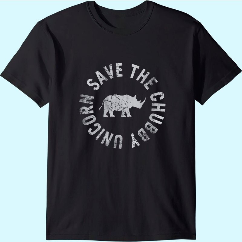 Save The Chubby Unicorn Rhino Funny T-Shirt for Men — Mens T Shirts