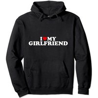 I Love My Girlfriend GF - Chandail à Capuchon Cœur Rouge — Sweats à capuche pour hommes