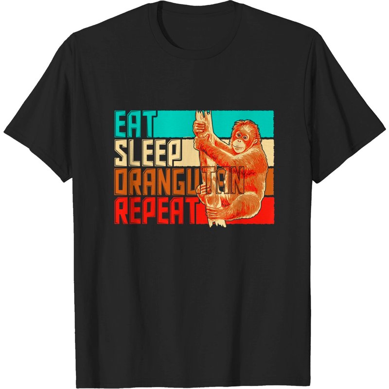 T-shirt Vintage Eat Sleep Repeat Orangutan pour hommes — T-shirts pour hommes
