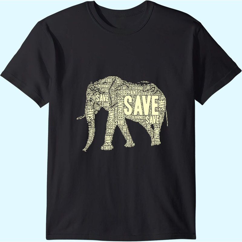 Save The Elephants Men's T Shirt in Black — Mens T Shirts