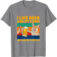 T-shirt J'aime la bière, mon Corgi et peut-être 3 personnes