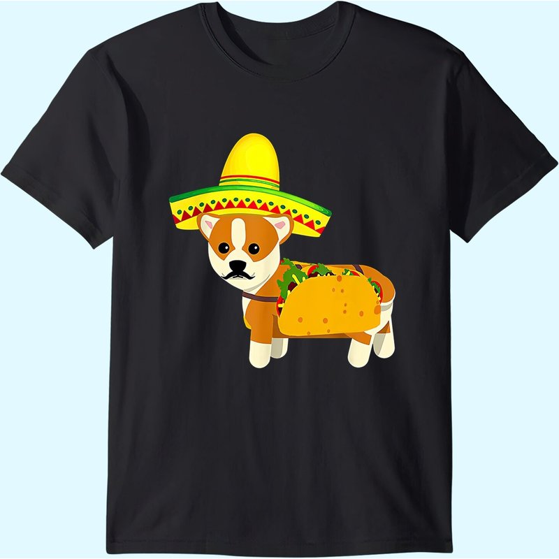 T-shirt pour hommes Corgi mexicain Taco Fiesta Cinco de Mayo — T-shirts pour hommes