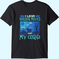 T-shirt J'aime les films d'horreur et mon Corgi pour hommes — T-shirts pour hommes