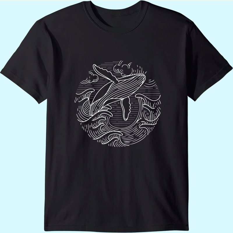 T-Shirt Océan Vagues Baleine à Bosse pour Hommes — T-shirts pour hommes