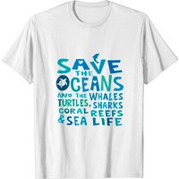 Save The Oceans Whales Turtles Sharks Coral Reefs T-Shirt for Men — Mens T Shirts
