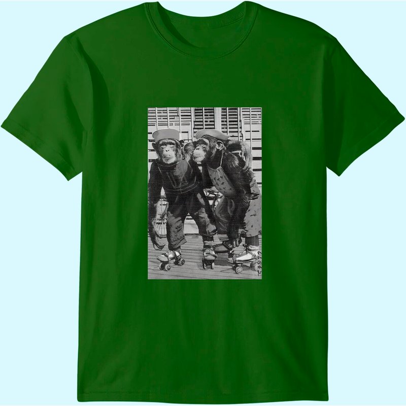 Roller Skate Monkey Chimpanzee Vintage T-Shirt for Men — Mens T Shirts