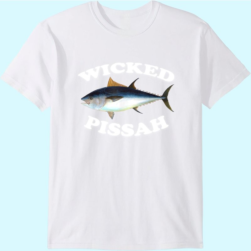 Wicked Pissah Bluefin Tuna Illustration Fishing T-Shirt for Men — Mens T Shirts