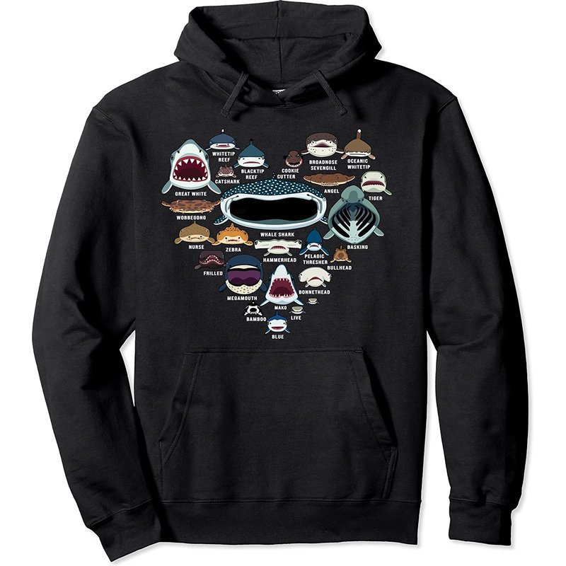 Haut à capuchon Types D'identification des requins Shark Heart — Sweats à capuche pour hommes
