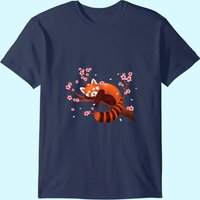 Vintage Red Panda Japanese Cherry Blossom T-Shirt for Men