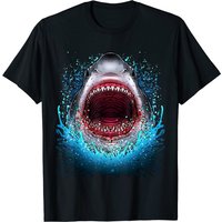 T-Shirt Grand Requin Blanc Ouvert avec Dents pour Hommes — T-shirts pour hommes