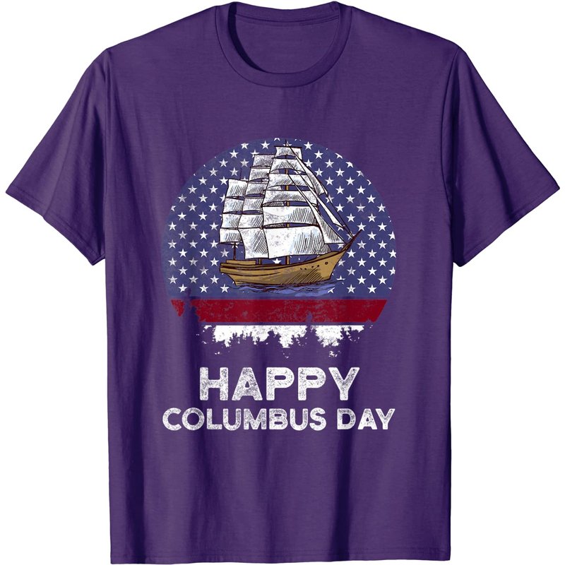 T-shirt bateau drapeau américain pour le Jour de Christophe Colomb — T-shirts pour hommes