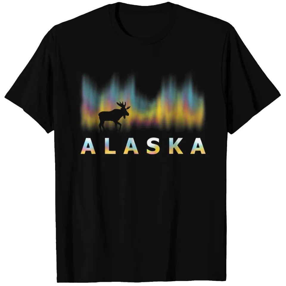 T-shirt Alaska Day Renne avec Lumières Polaires et Élan pour Hommes