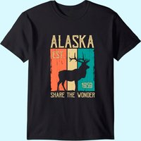 T-shirt Vintage Sports Design Élan Alaskan pour le Jour de l'Alaska