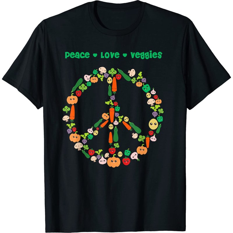 T-shirt Kawaii Légumes Signe de Paix pour Hommes — T-shirts pour hommes