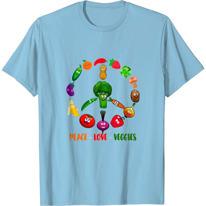 T-shirt drôle Peace Love Veggies pour hommes — T-shirts pour hommes