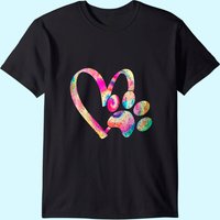 Tie Dye Love Dog Paw Print T-Shirt for Men