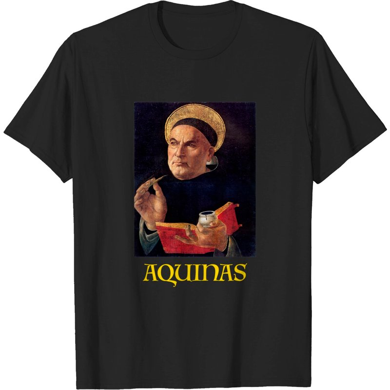 Saint Thomas Aquinas Painting Catholic T-Shirt for Men