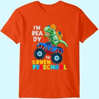 T-shirt Prêt à Écraser Dinosaure Monstre Camion de Préscolaire pour Hommes — T-shirts pour hommes