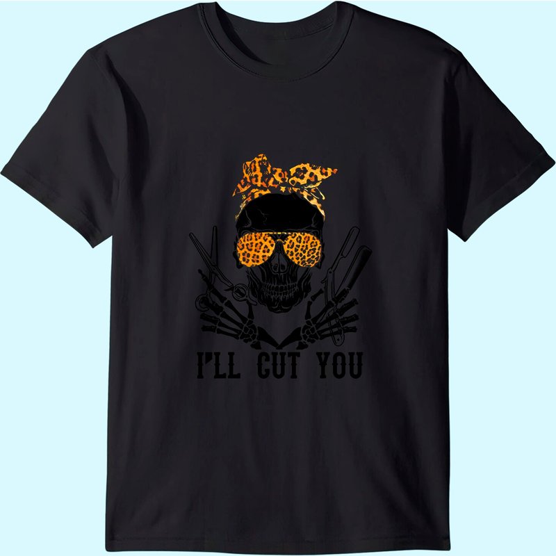 T-shirt Halloween Coiffeur Léopard Crâne Je vais te couper pour hommes — T-shirts pour hommes