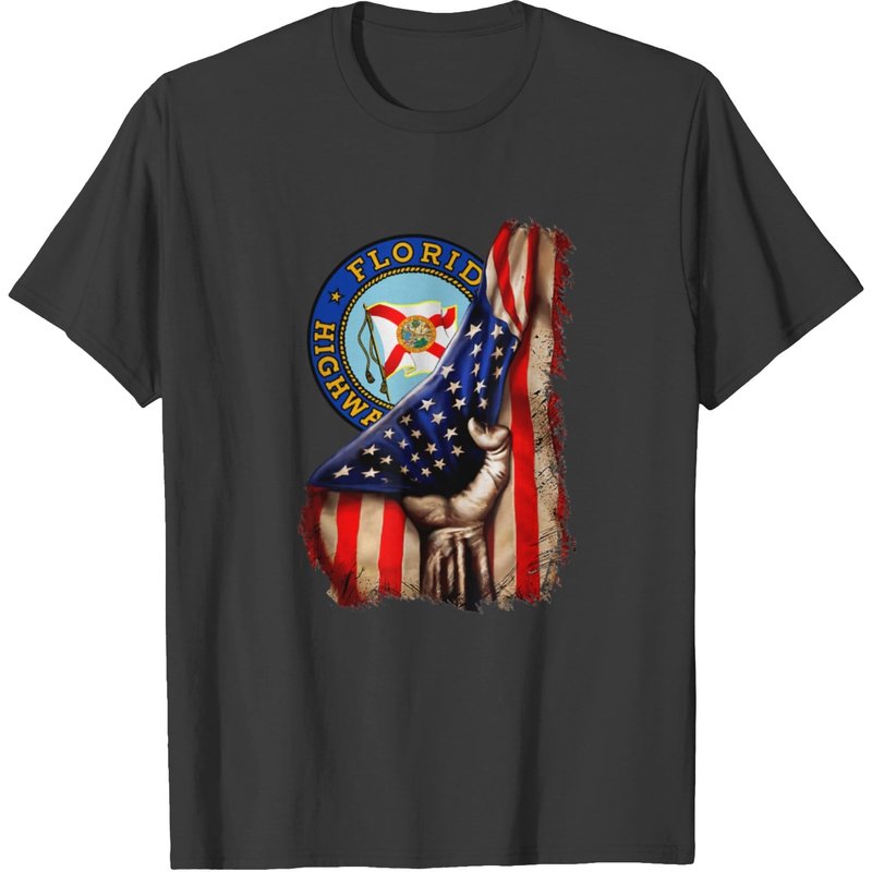 T-shirt avec drapeau américain de la Florida Highway Patrol pour hommes — T-shirts pour hommes