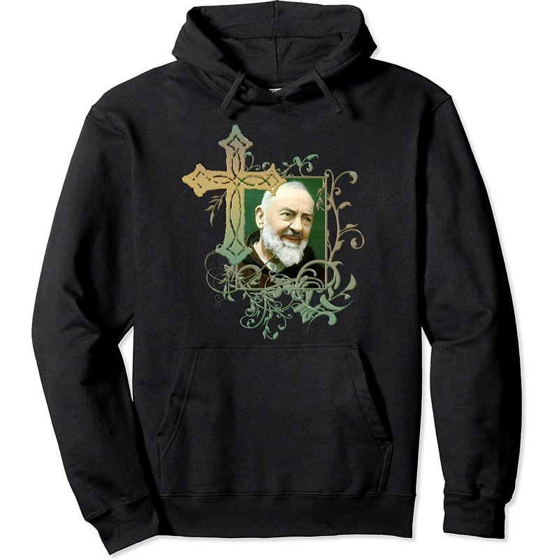 St Padre Pio Prayer Cross Pullover Hoodie for Unisex — Mens Hoodies