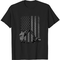 Patriotic Construction Worker Excavator Operator T-Shirt — Mens T Shirts