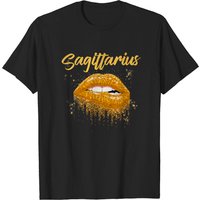 Sagittarius Zodiac Birthday Gold Lips T-Shirt for Men