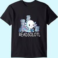 T-shirt pour hommes Readsolotl Axolotl Reading Fish Books Lizard