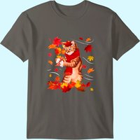 T-shirt Maple Cat Feuille d'Automne pour Hommes