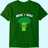 Broc N Roll Vegetable Broccoli Pun T-Shirt for Men