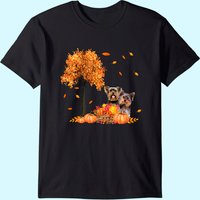 Autumn Leaf Fall Dog Lover T-Shirt for Men — Mens T Shirts