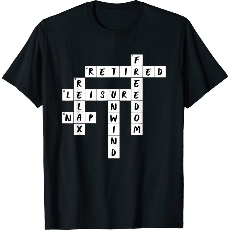 Retirement Crossword Puzzle T-Shirt for Men — Mens T Shirts