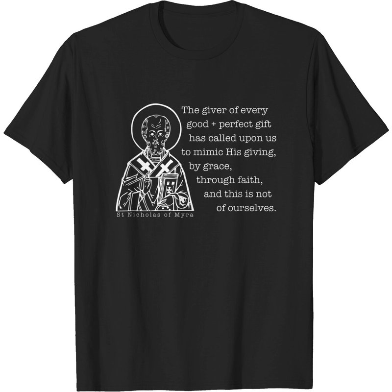 St. Nicholas Orthodox Saint Icon Church Quote T-Shirt for Men