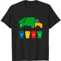 T-Shirt pour Hommes avec Camion de Déchets et Bacs de Recyclage — T-shirts pour hommes