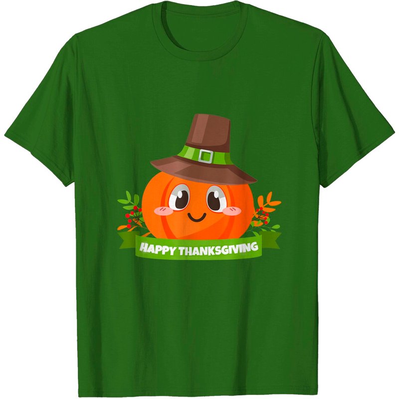 Pilgrim Pumpkin Thanksgiving Holiday T-Shirt for Men