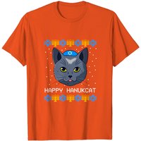 T-shirt pour hommes Happy Hanukcat Ugly Hanukkah Sweater Cat — T-shirts pour hommes