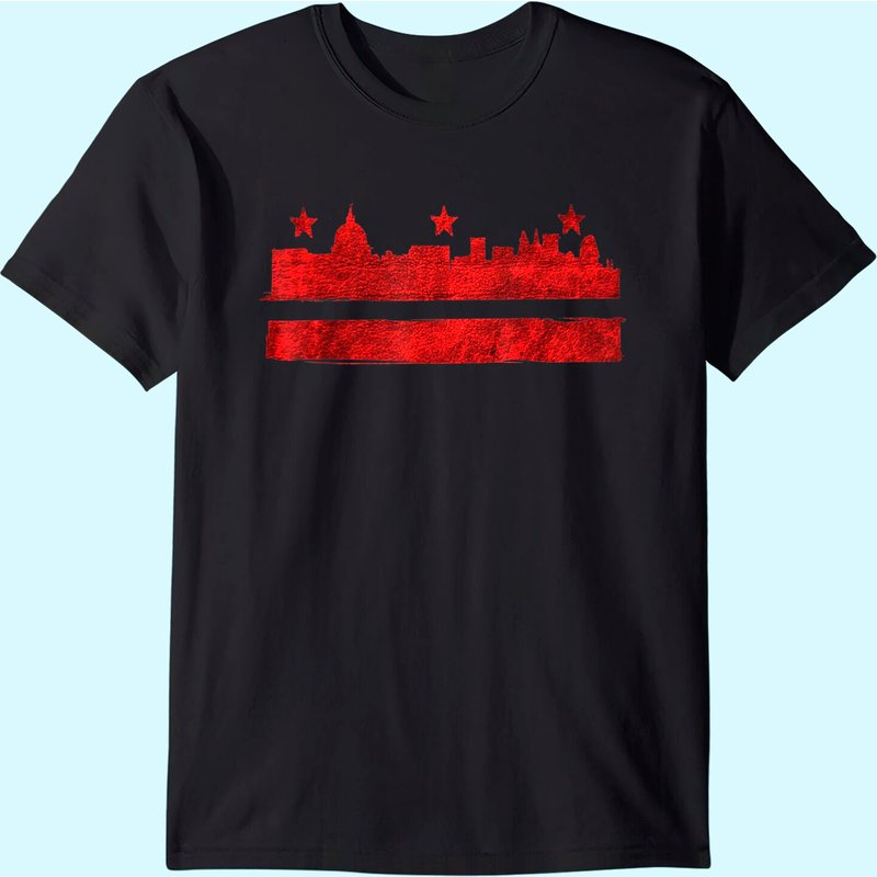 T-Shirt pour Homme Drapeau de Washington DC Skyline Vintage