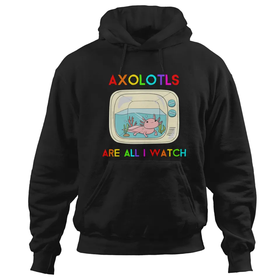 Hoodie Unisexe Axolotls Regarder la Télé — Sweats à capuche pour hommes