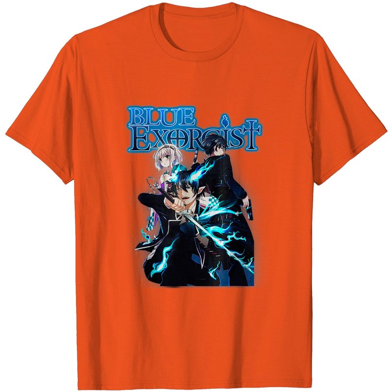 T-Shirt Graphique Exorciste Art Classique Bleu Anime Manga pour Hommes — T-shirts pour hommes