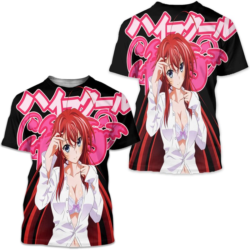 T-shirt à manches courtes en impression 3D Rias Gremory High School DxD pour hommes — T-shirts pour hommes