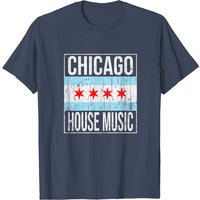 T-Shirt pour Hommes avec Drapeau de Chicago House Music