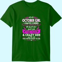 Birthday Three Sides October Girl T-Shirt for Men