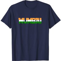 Mumbai India Flag T-Shirt for Men in Black — Mens T Shirts