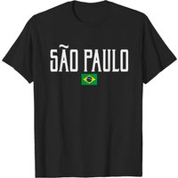 T-shirt Vintage Texte Blanc Drapeau de Sao Paulo pour Hommes — T-shirts pour hommes