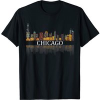 T-shirt Little Chicago Skyline de Chicago Illuminé la Nuit — T-shirts pour hommes
