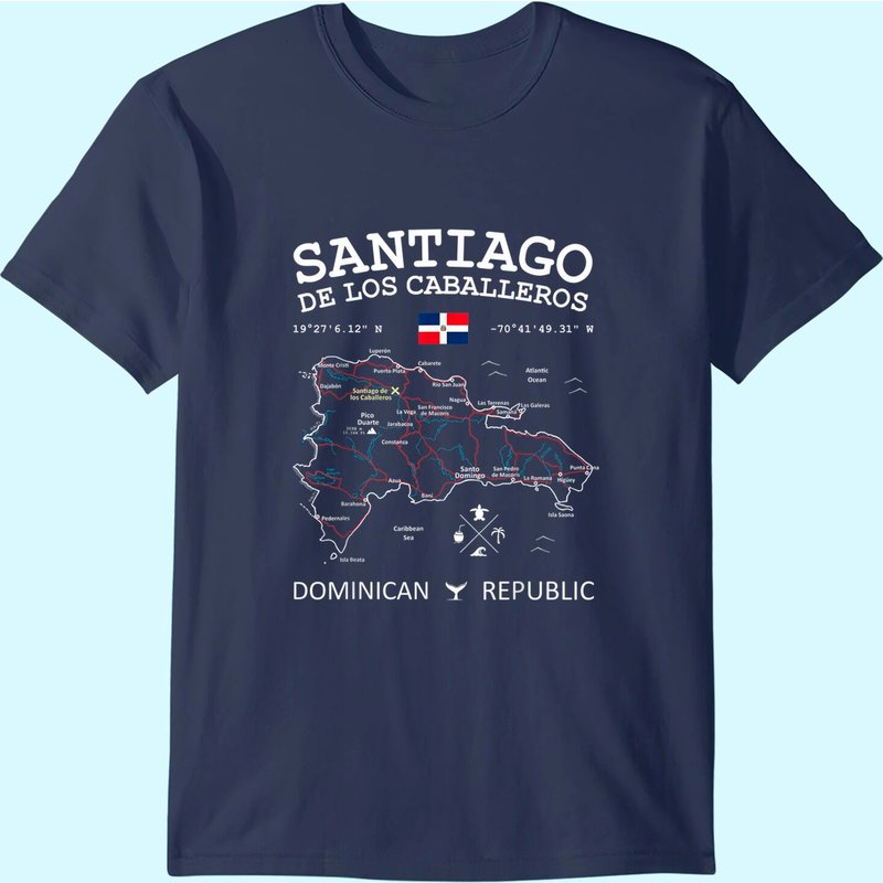 T-shirt avec carte et drapeau de Santiago de los Caballeros — T-shirts pour hommes