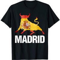 Madrid Spain Flag Bull Fight T-Shirt for Men
