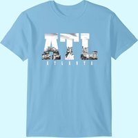 T-shirt Vintage Noir et Blanc Fierté Skyline d'ATL Atlanta pour Hommes — T-shirts pour hommes