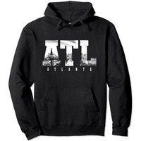 Hoodie Pullover Vintage Noir & Blanc Fierté Skyline ATL Atlanta — Sweats à capuche pour hommes